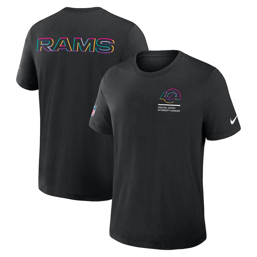 Los Angeles Rams Nike Black 2025 NFL Crucial Catch Tri-Blend Dri-FIT T-Shirt