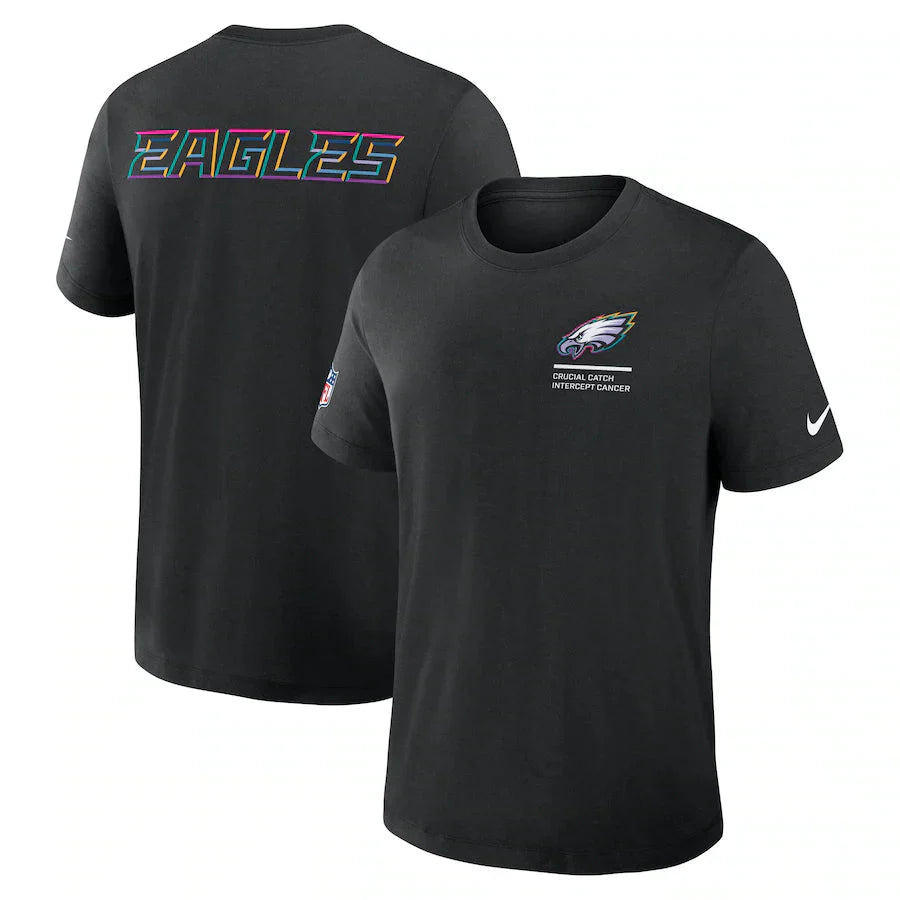 Philadelphia Eagles Nike Black 2025 NFL Crucial Catch Tri-Blend Dri-FIT T-Shirt