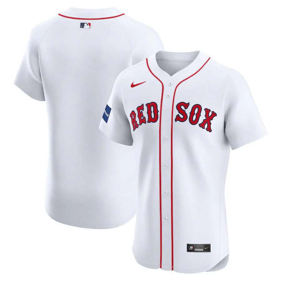 Men&amp;#39;s Boston Red Sox Nike White Home Elite Patch Jersey
