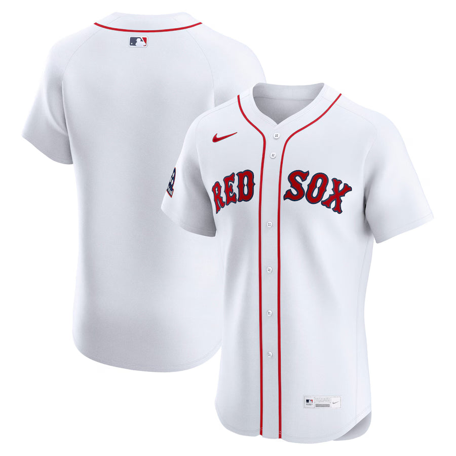 Men&amp;#39;s Boston Red Sox Nike White Home Sponsor Patch Elite Jersey