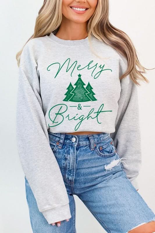 Premium Merry &amp;amp; Bright Graphic Fleece Sweatshirts