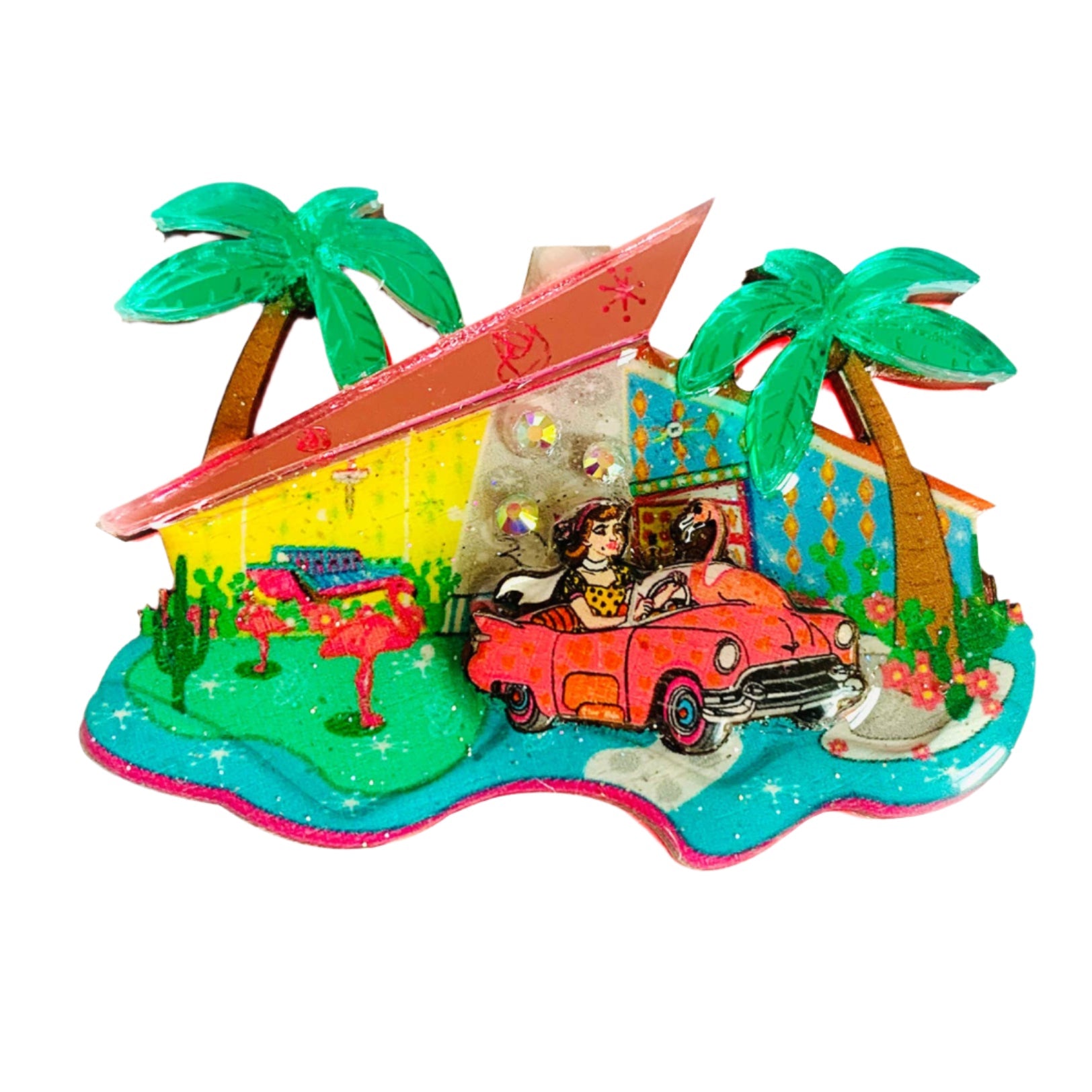 Mid Century Palm Springs House Brooch by Rosie Rose Parker