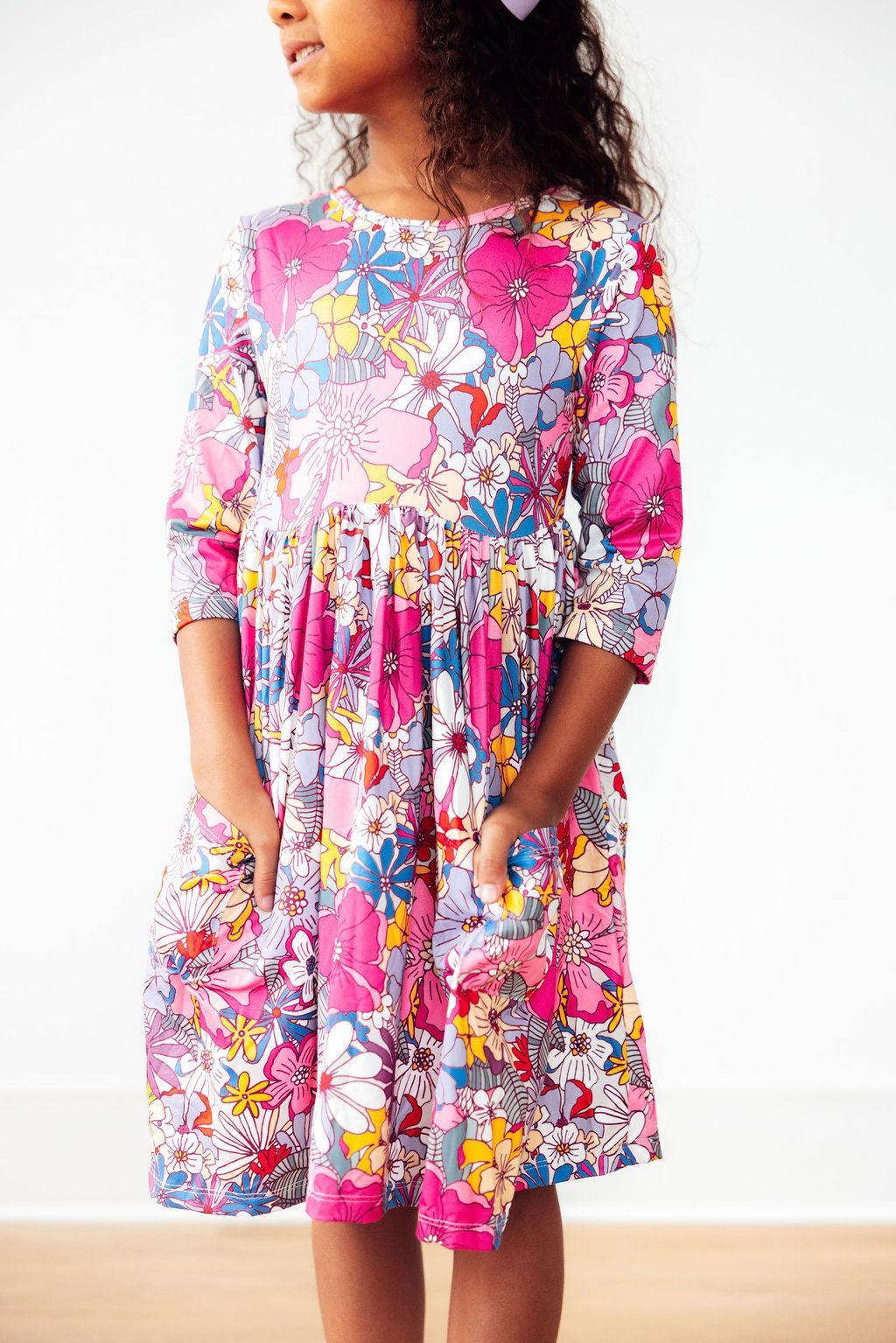 Mauve What&amp;#39;s Up Buttercup 3/4 Sleeve Pocket Twirl Dress