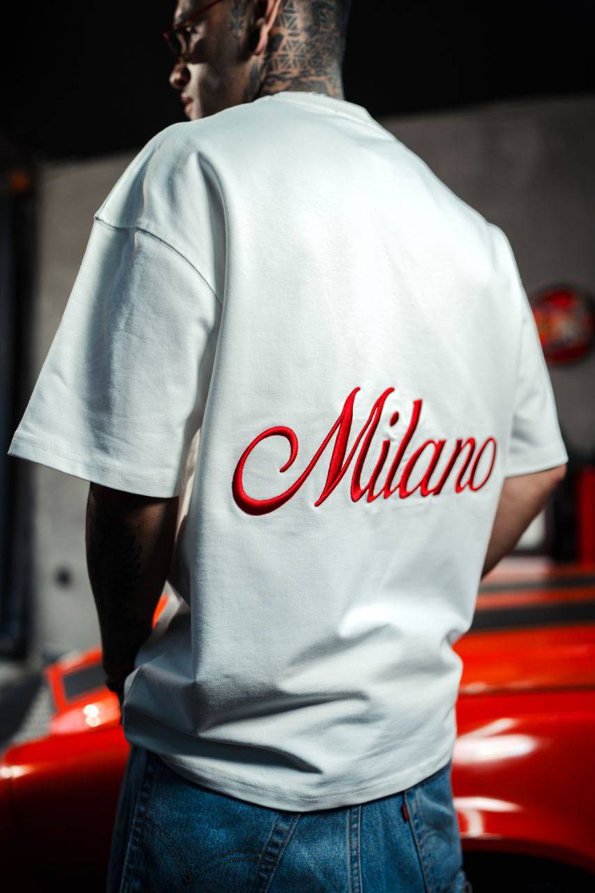 Men&amp;#39;s Oversize &amp;#39;Milano&amp;#39; Embroidered T-Shirt - Streetwear Designer Tee