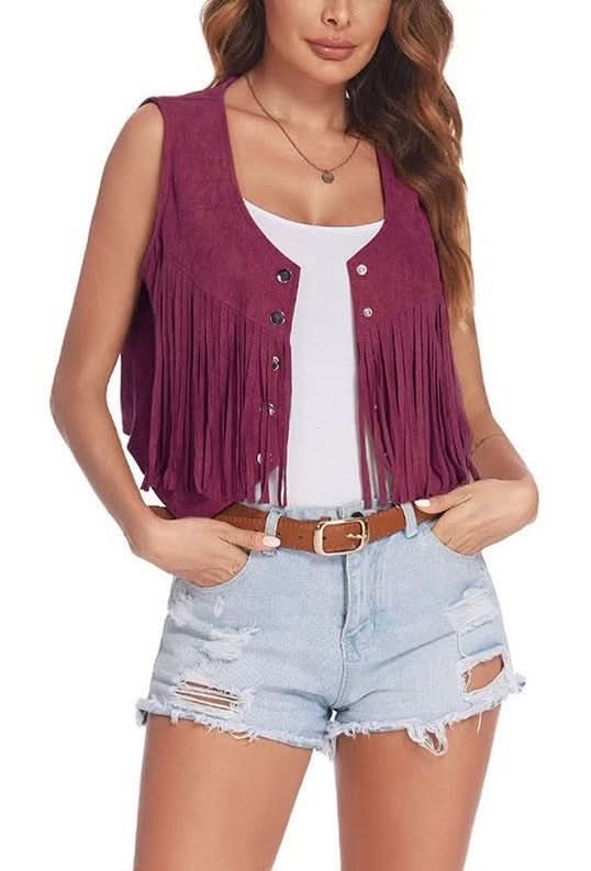 Miss Sparkling Cropped fringe vest for stylish layering - Premium Quality Product | Fast Shipping &amp;amp; Returns