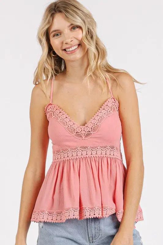 Trendsi Lace Cami Top Women&amp;#39;s Crisscross V-Neck Sexy Tank Top USA