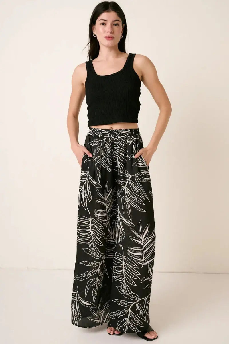 Trendsi Printed Wide Leg Pants Women&amp;#39;s Casual Comfy Trousers USA Ship