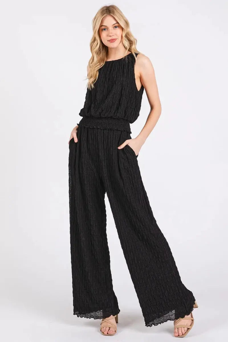 Textured Crop Set Women&amp;#39;s Loungewear Two Piece Stretchy &amp;amp; Comfy