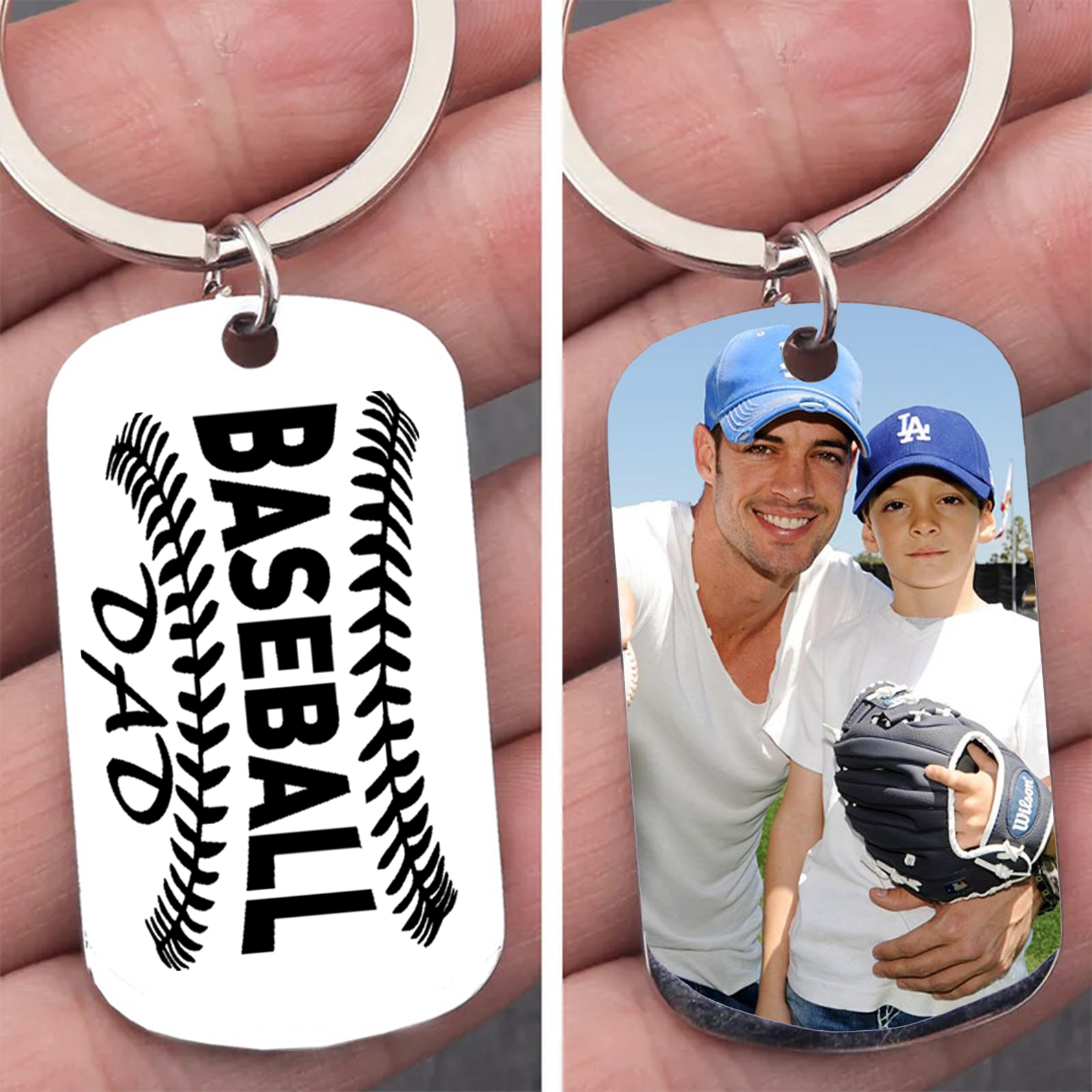 Personalized Baseball Dad Keychain – Custom Photo Keychain | Father&amp;#39;s Day Gift, Gifts for Basketball Fans, Gifts for Him, Sports Lover Gift 682274