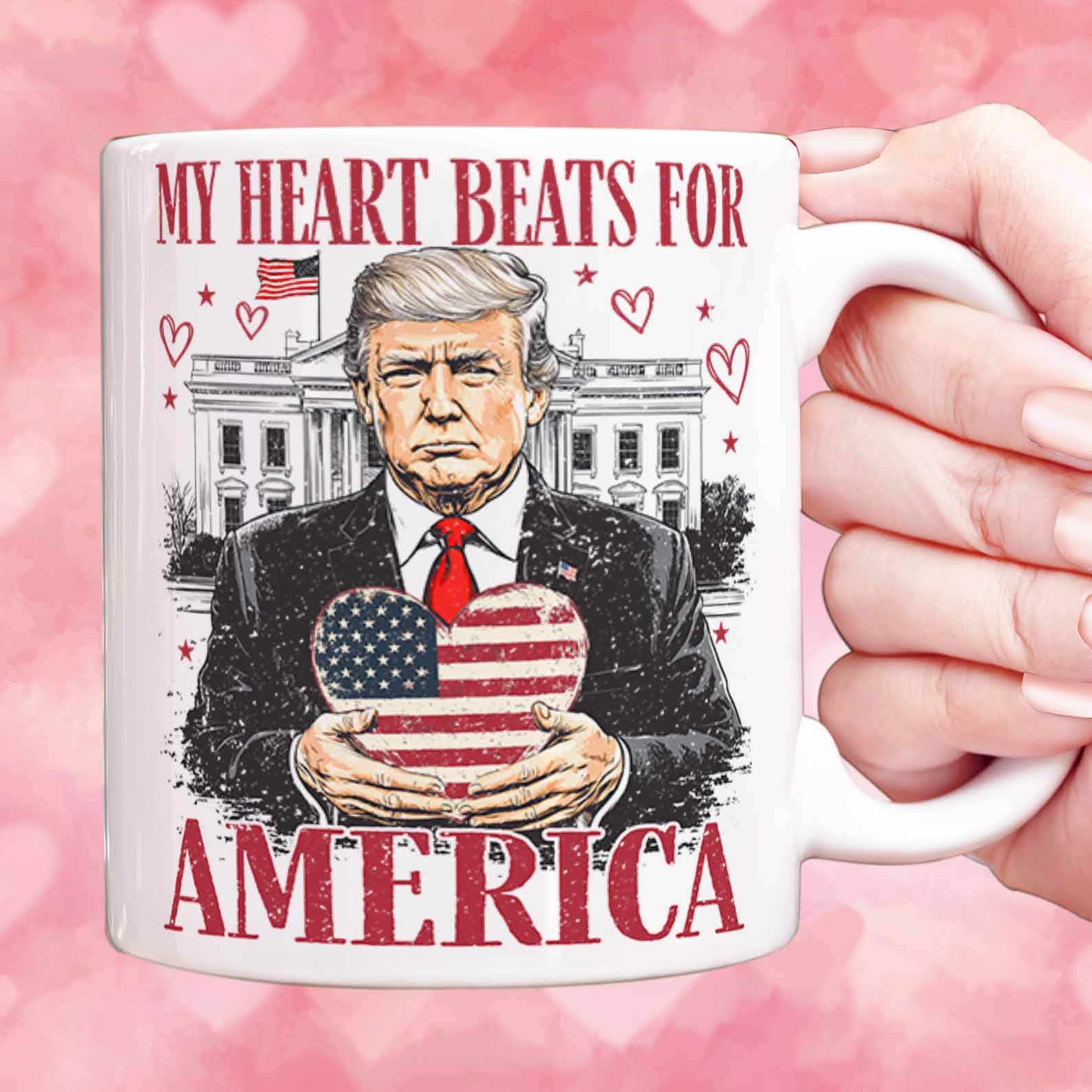 Trump My Heart Beats for America Mug, Valentine&amp;#39;s Day Mug, Trump Lovers and Valentine Mug, Trump Lovers Gift, Donald Trump Valentine&amp;#39;s Mug 681949 - GOP