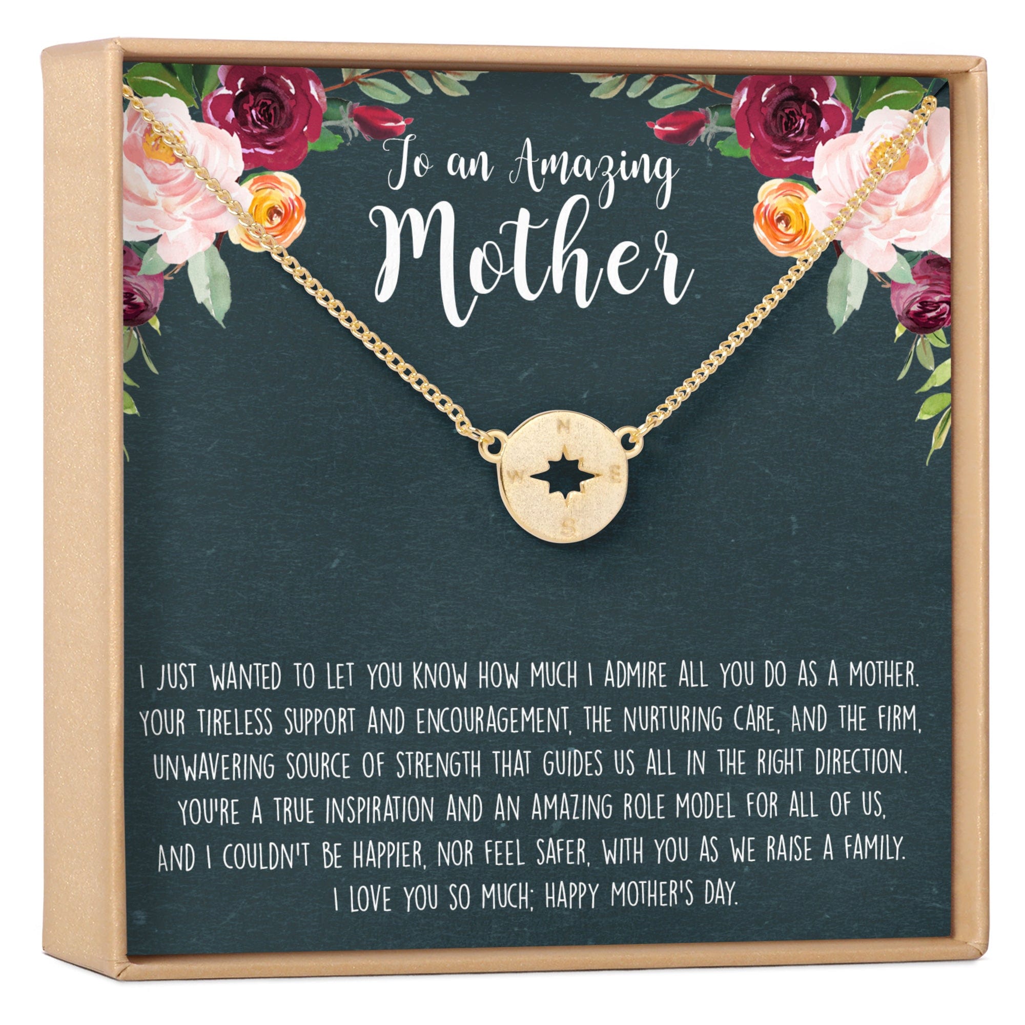 MOTHER&amp;#39;S DAY GIFT FROM HUSBAND COMPASS PENDANT NECKLACE