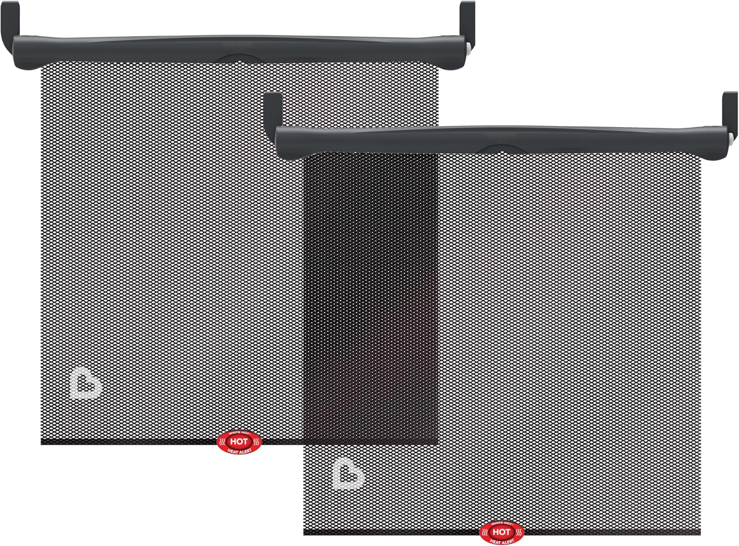 Munchkin Brica Sun Safety Car Window Shade with Heat Alert, Helps Block UVA/UVB Rays, 2 Pack, Black