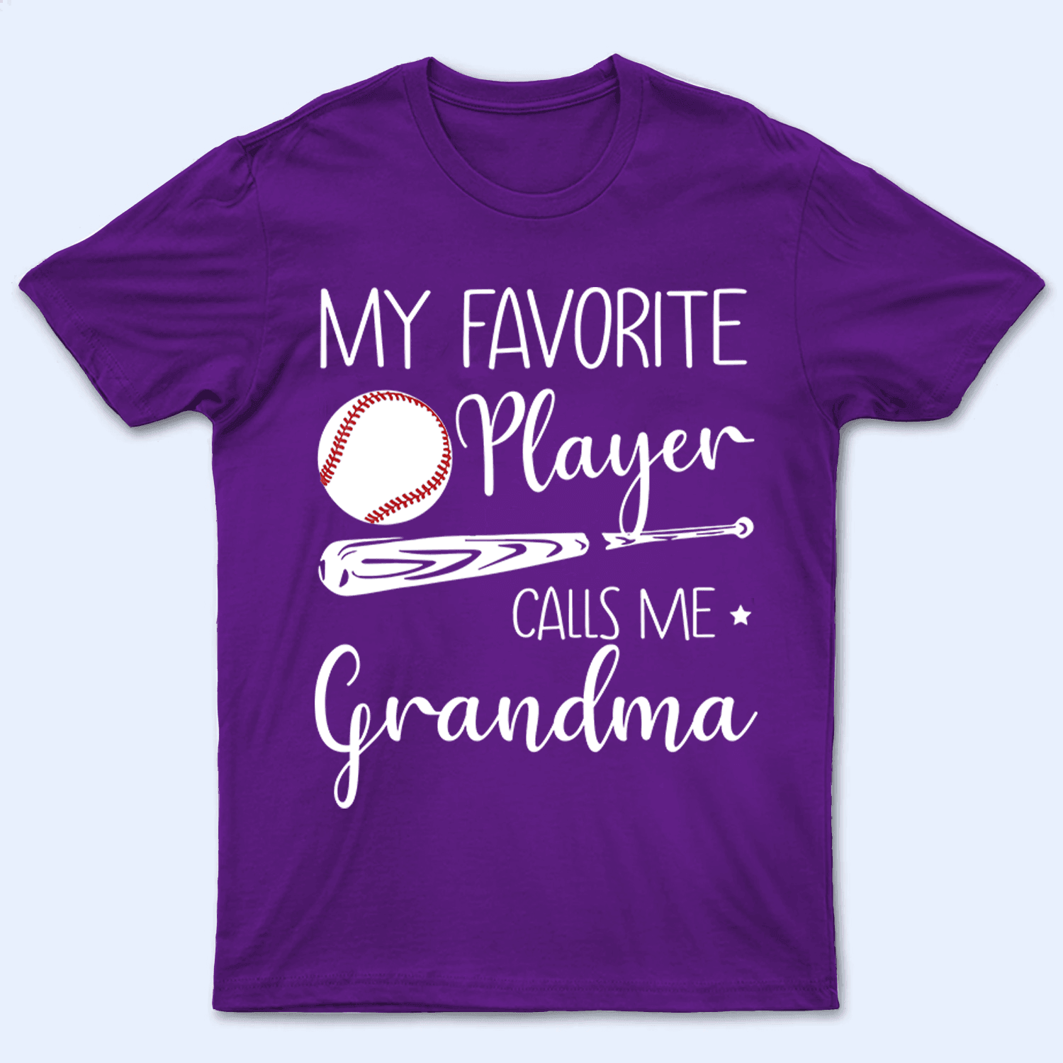 My Favorite Player Calls Me Grandma - Personalized Custom T Shirt - Birthday, Loving, Funny Gift for Grandma/Nana/Mimi, Mom, Wife, Grandparent - Purple