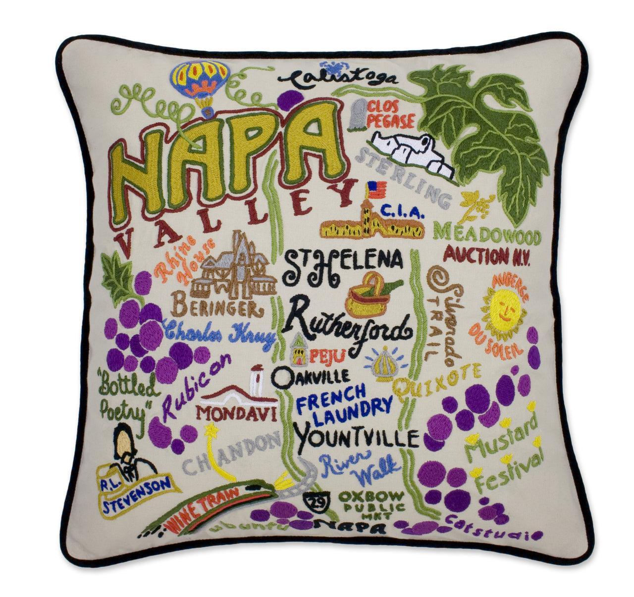Napa Valley Hand-Embroidered Pillow
