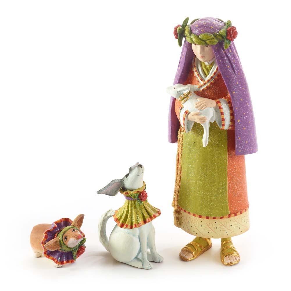 Nativity Shepherdess with Dog Figures by Patience Brewster