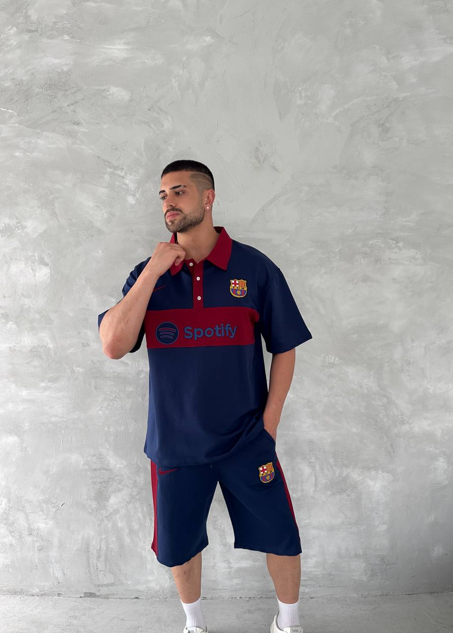 Blaugrana Spirit Men&amp;#39;s Polo &amp;amp; Shorts Set – Modern Football Style