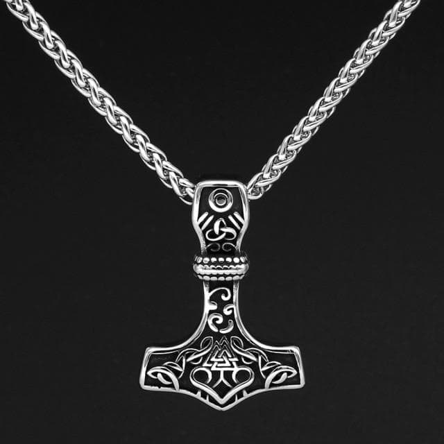 Vikings Mjolnir &amp;amp; Valknut Stainless Steel Necklace