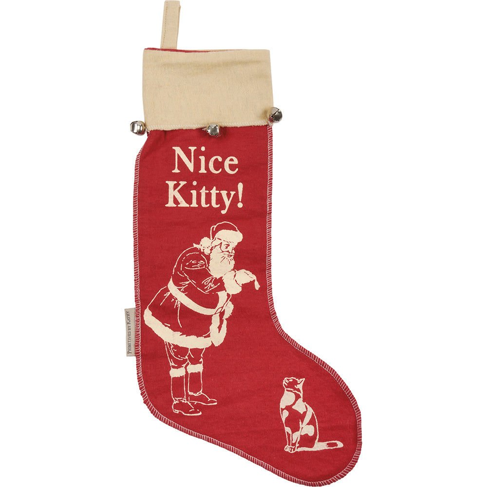 Nice Kitty Vintage Style Felt Stocking