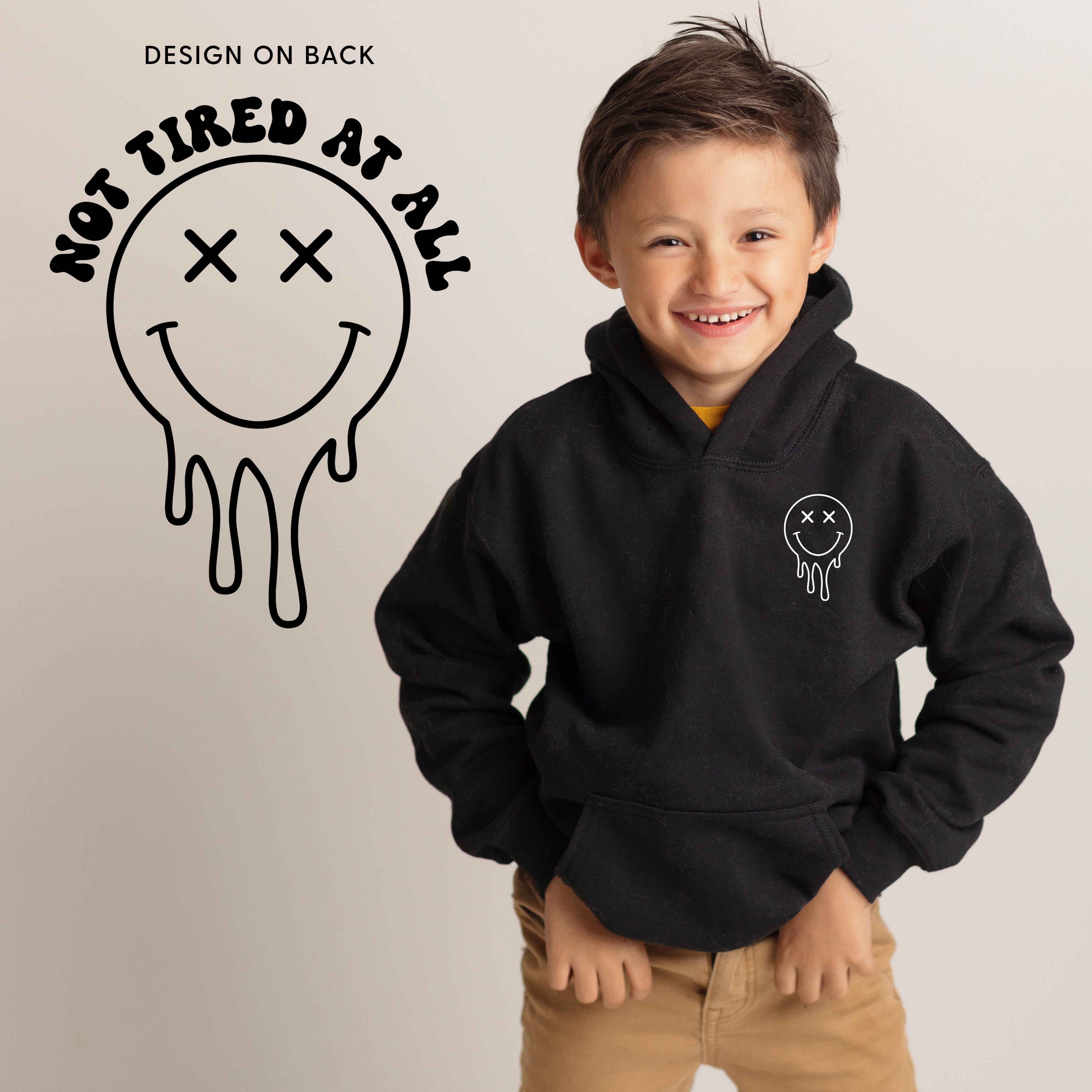 Not Tired At All (w/ Melty X Eye Smiley) - Child Hoodie