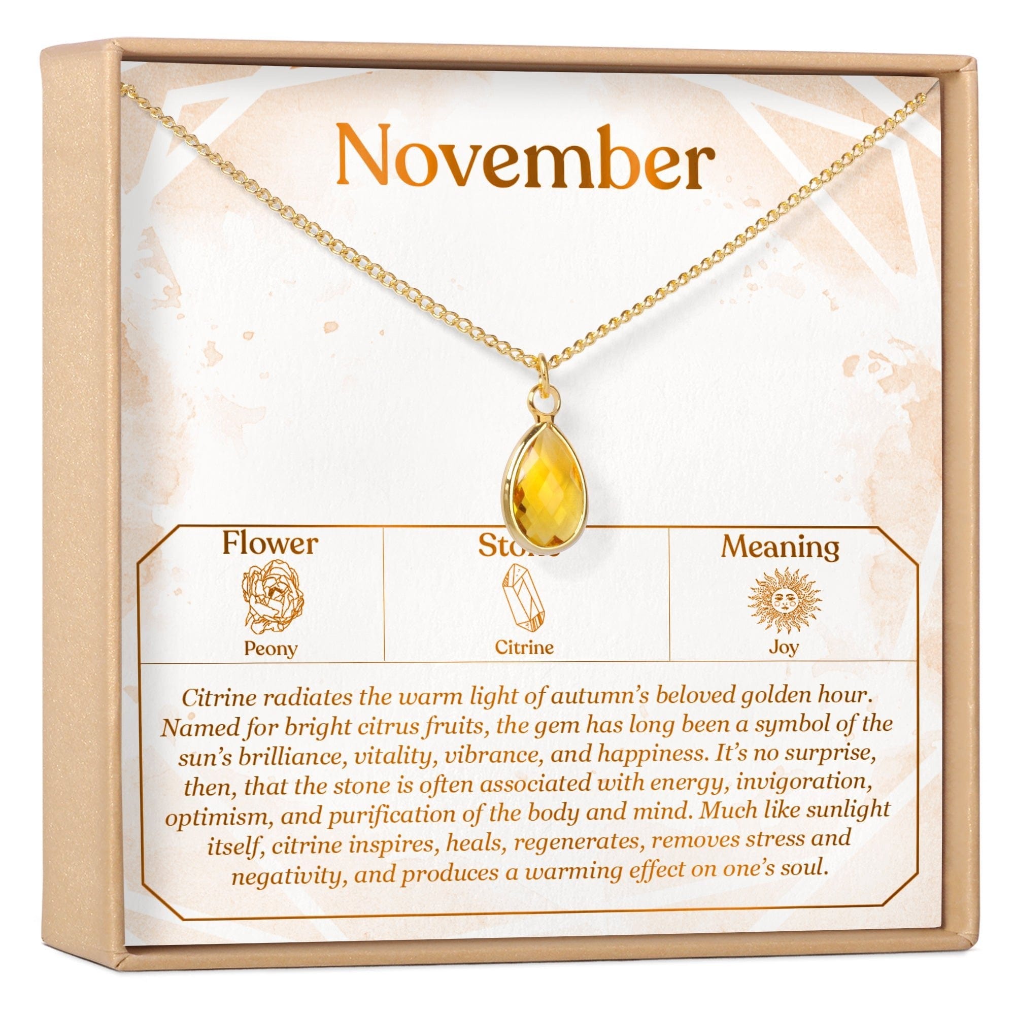 NOVEMBER BIRTHDAY CITRINE BIRTHSTONE NECKLACE