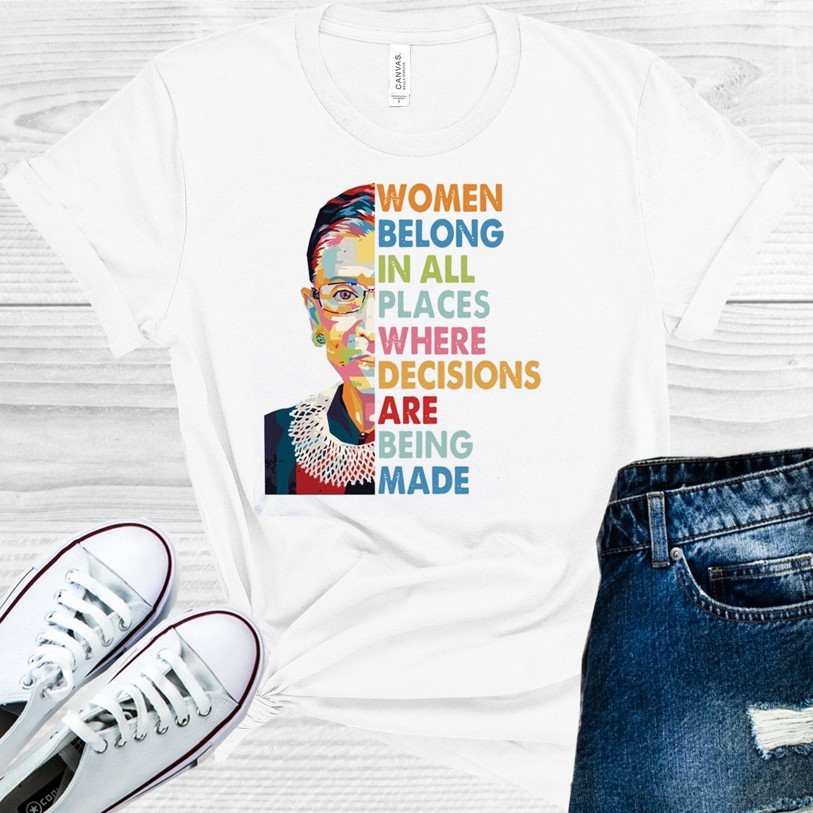 RBG Women Belong in All the Places Decisions are Made Watercolor Graphic Tee
