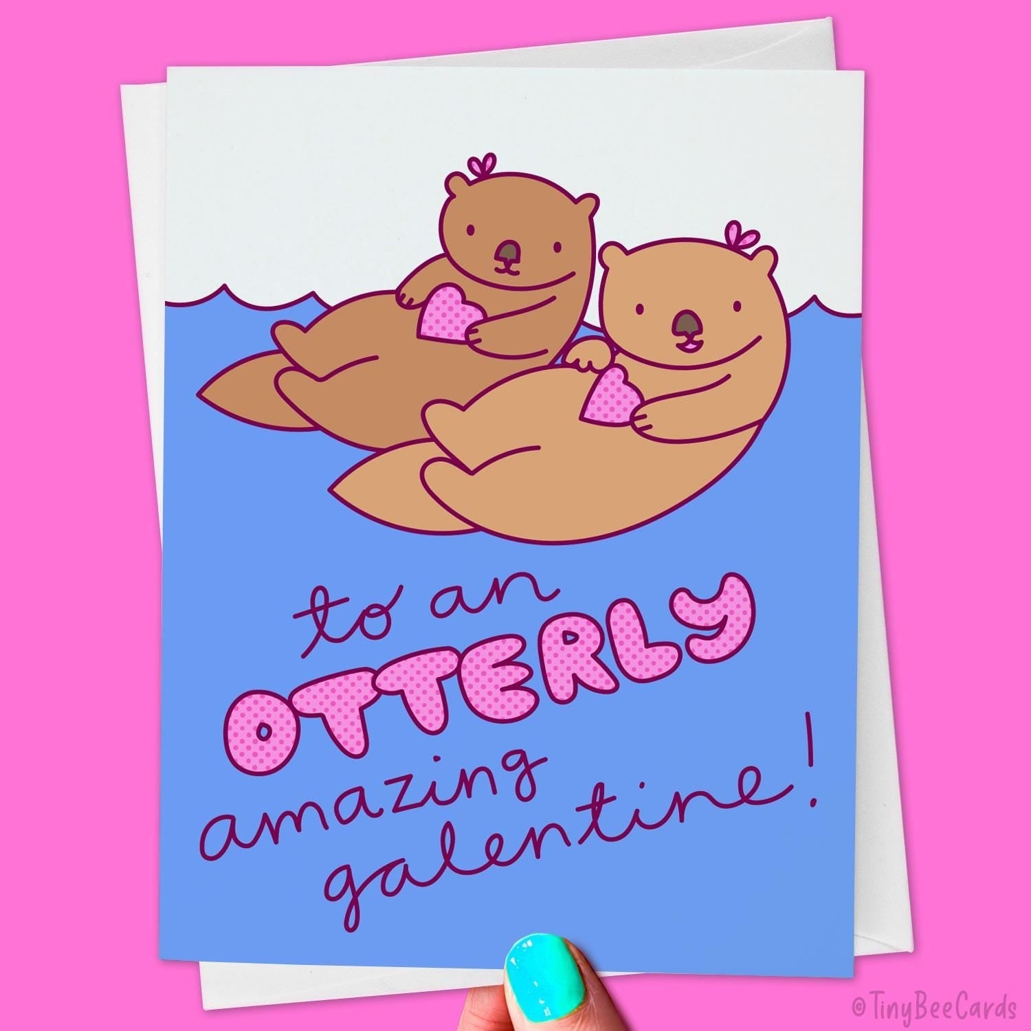 Otter Galentine&amp;#39;s Day Card &amp;quot;Otterly Amazing Galentine&amp;quot;