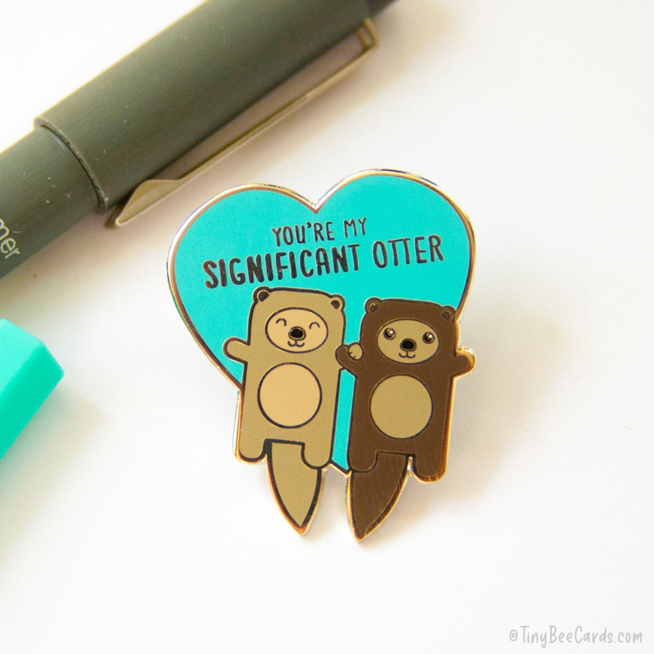 Otters Holding Hands Hard Enamel Pin &amp;quot;You&amp;#39;re My Significant Otter&amp;quot;