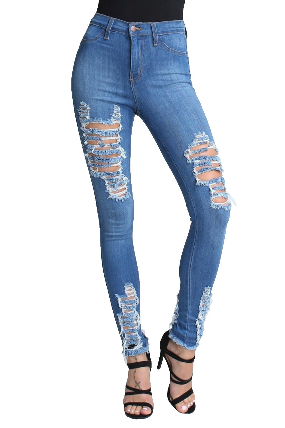 {{P1209}} Morgan Distressed Bottom Skinny Jeans