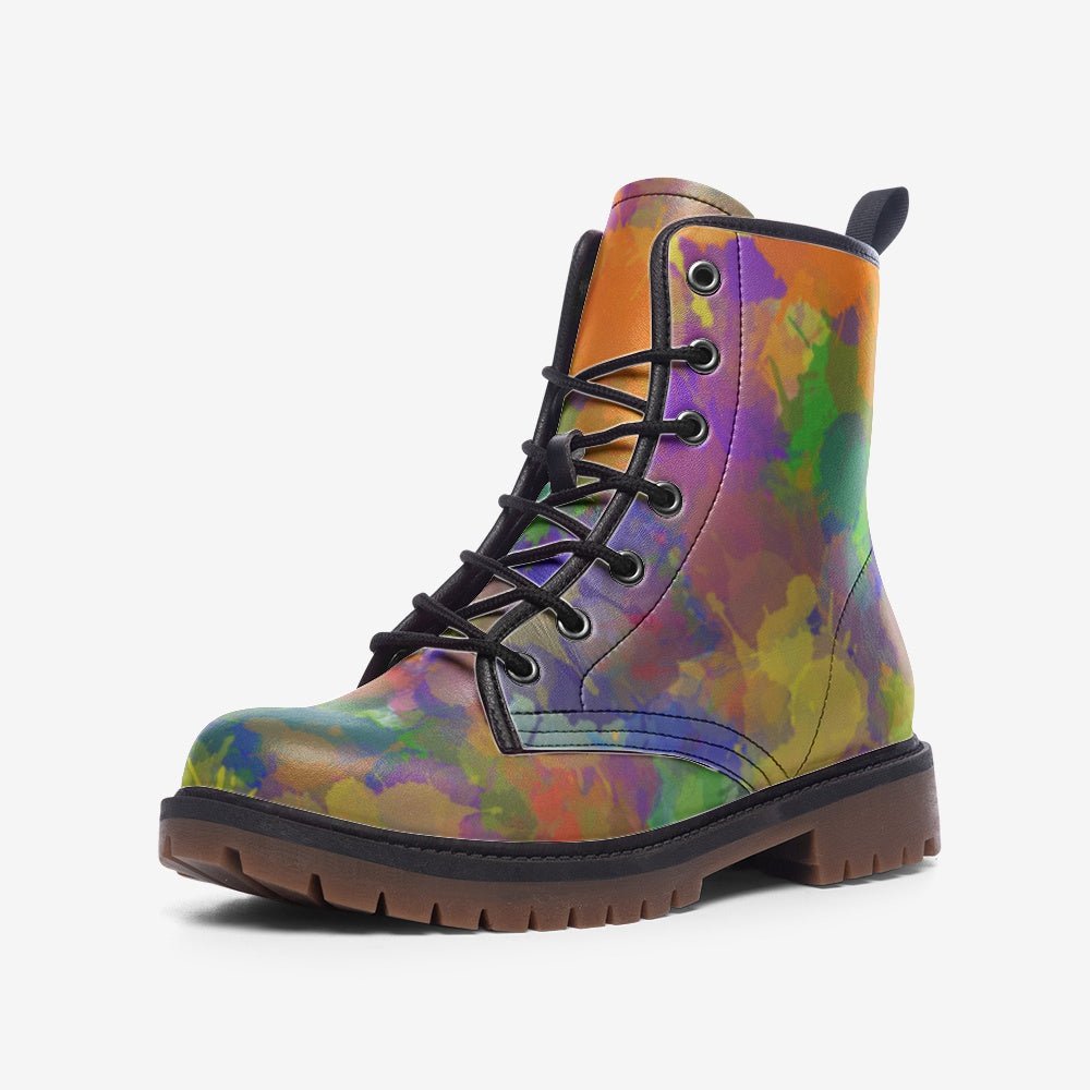 Paint splatter faux Leather Lightweight boots