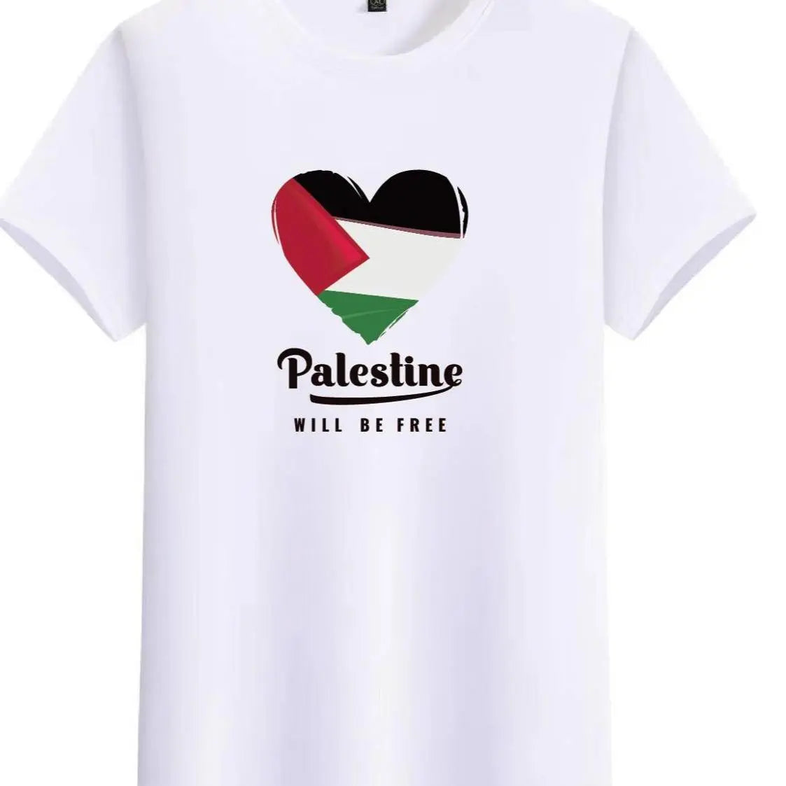 "Palestine Will Be Free" Heart Design Shirt: 100% Cotton