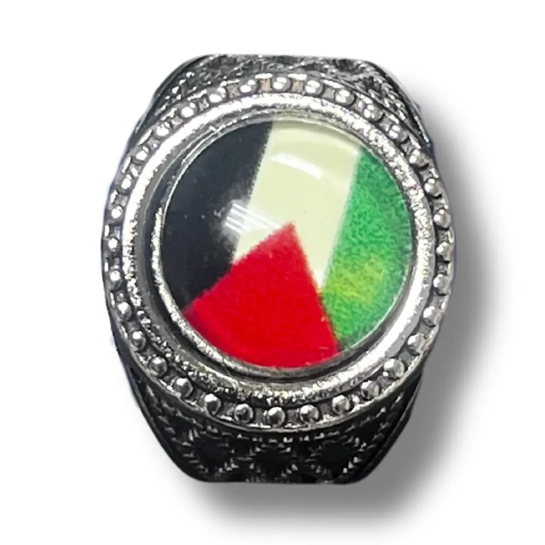 Unisex Ring with Palestine Flag – Stainless Steel Circle Design
