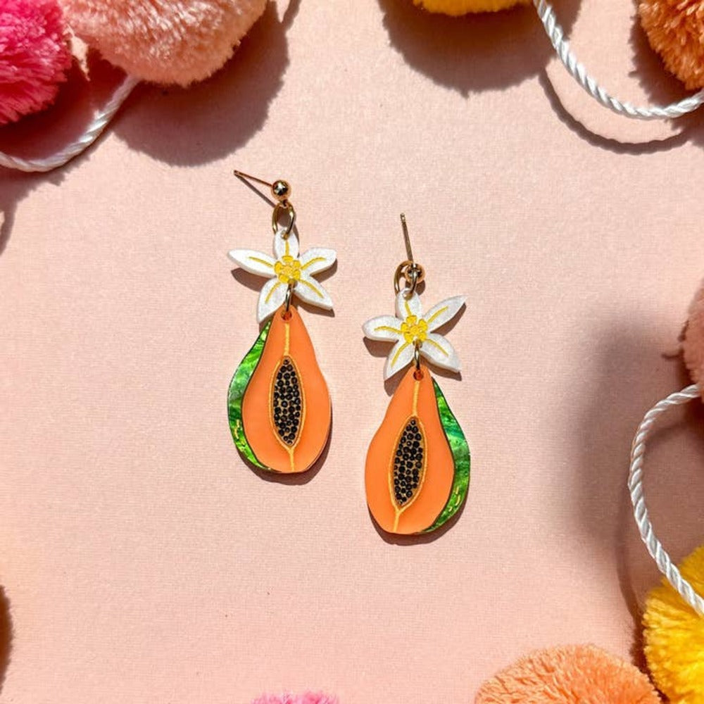 Papaya Dangle Acrylic Earrings