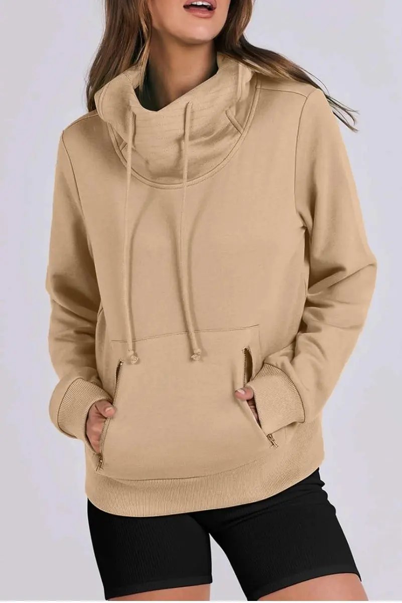 Love Salve Parchment Hoodie Women&amp;#39;s Daily Wear Cozy Zipped Pocket Drawstring