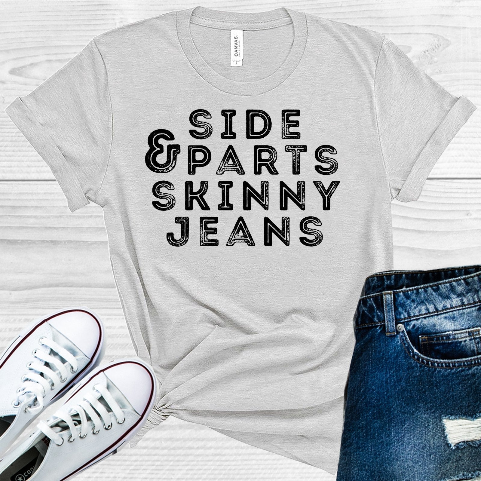 Side Parts and Skinny Jeans Graphic Tee