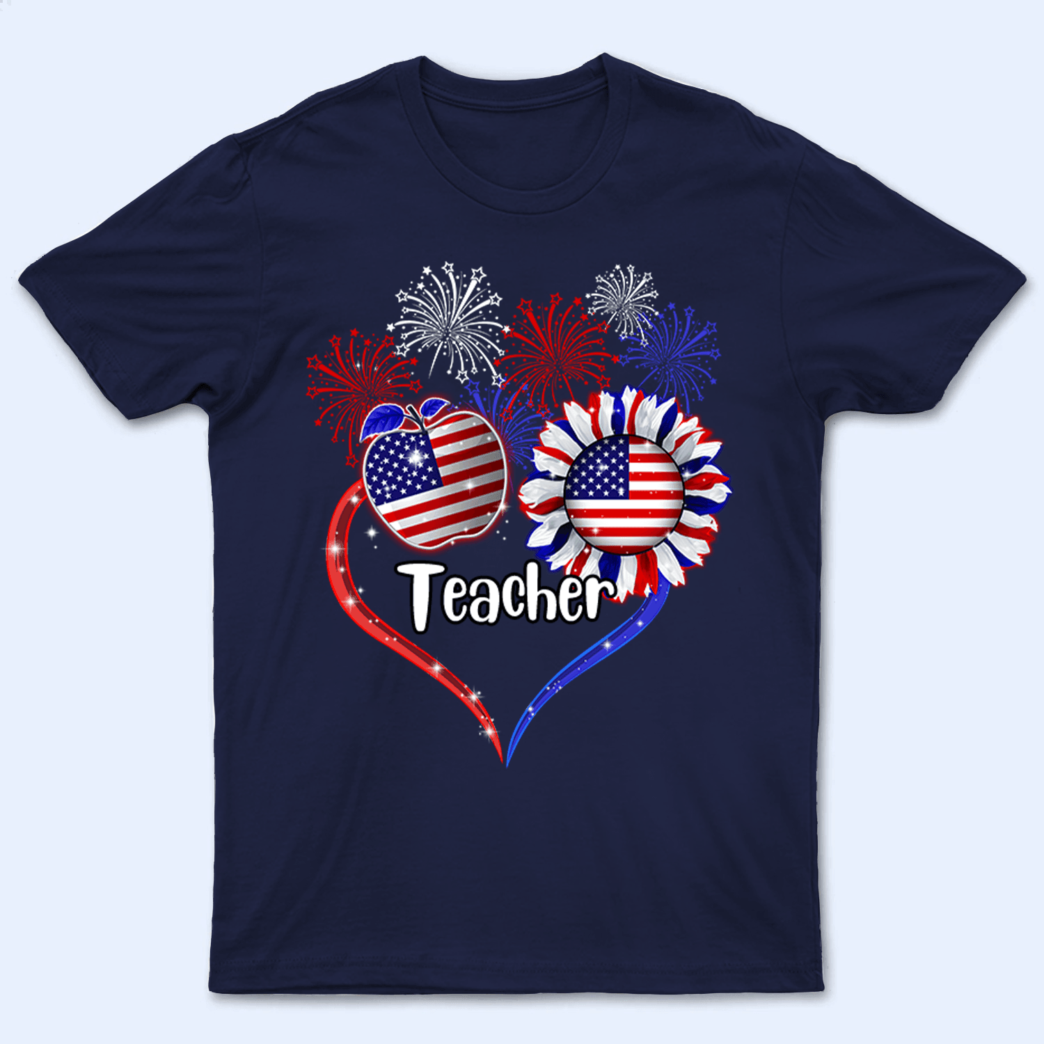 Patriotic Teacher, Fourth 4th Of July, Independence Day - Personalized Custom T Shirt - Birthday, Loving, Funny Gift for Teacher, Kindergarten, Preschool, Pre K, Paraprofessional