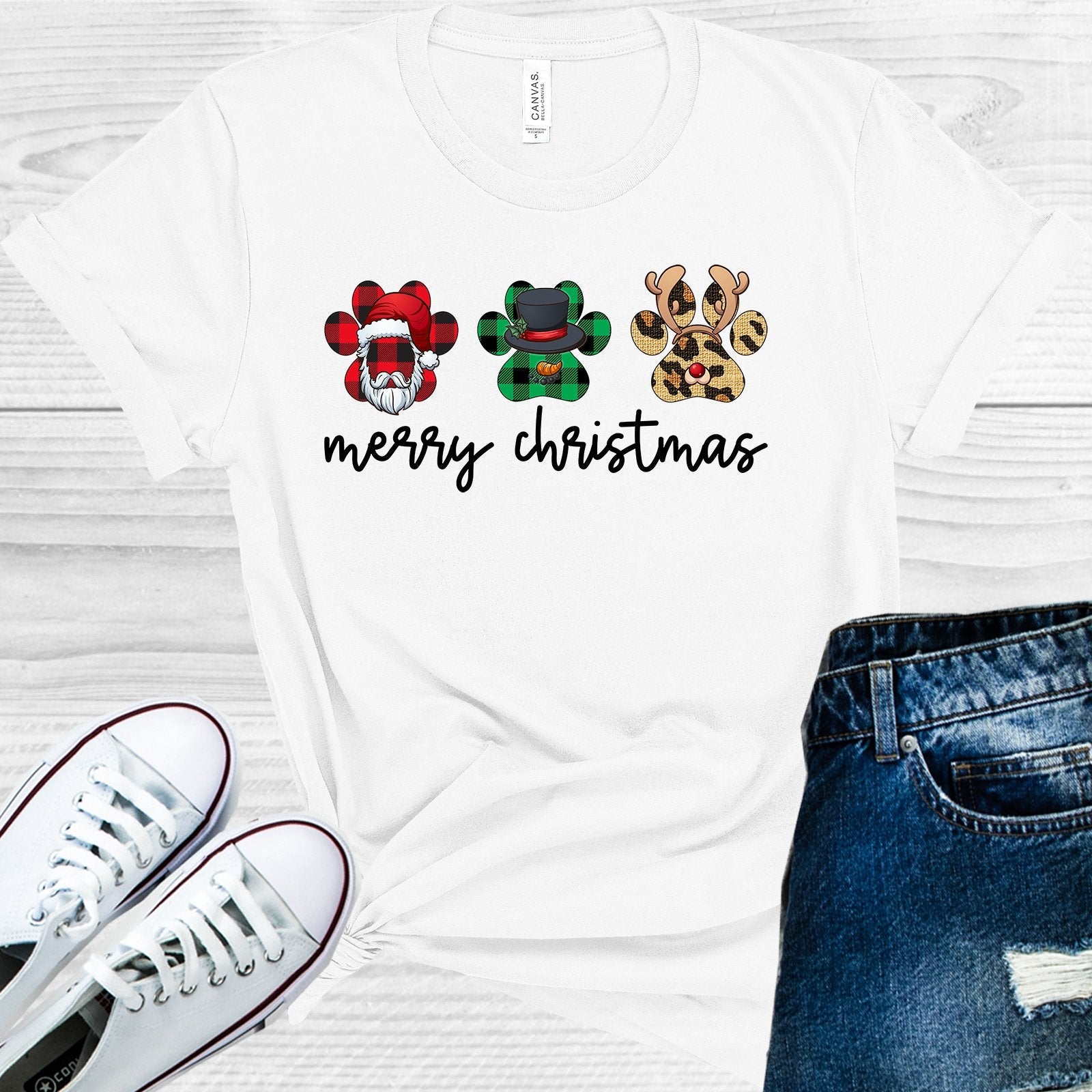 Merry Christmas Paws Graphic Tee