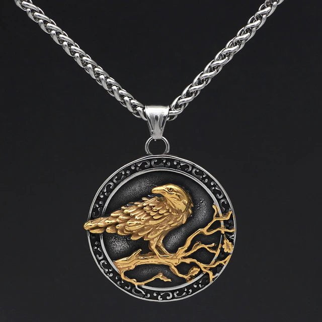 Vikings The Odin&amp;#39;s Raven Stainless Steel Necklace