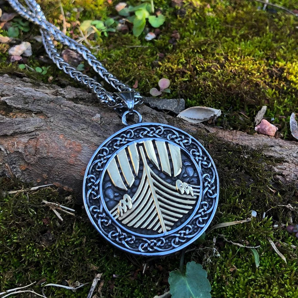 Vikings Longship Stainless Steel Pendant Necklace