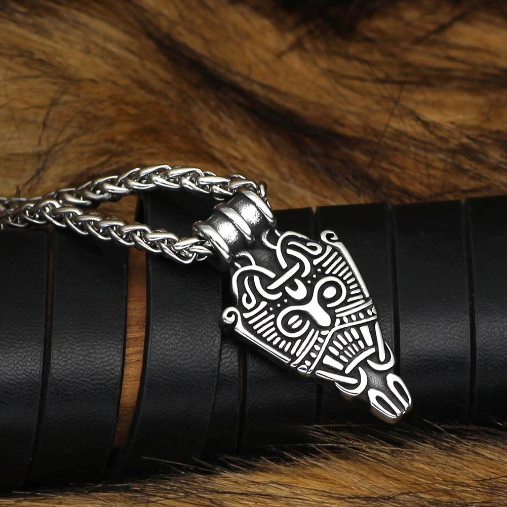 Vikings Odin&amp;#39;s Face Stainless Steel Pendant Necklace