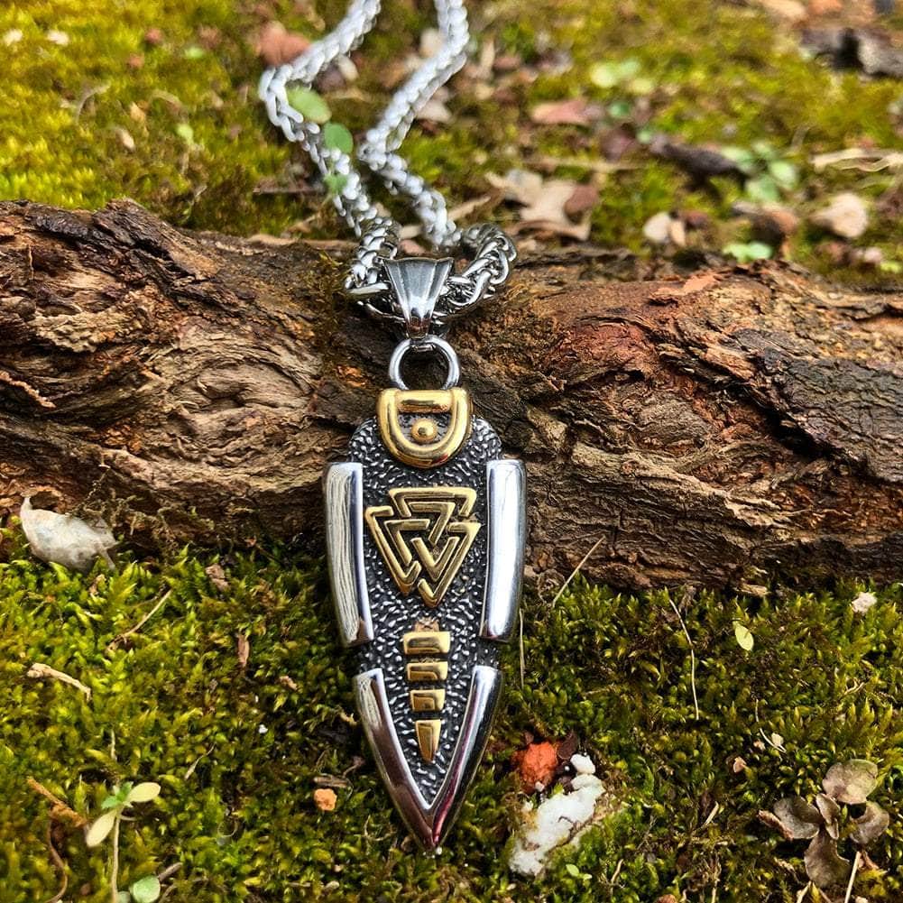 Vikings Odin&amp;#39;s Gungir Valknut Stainless Steel Necklace