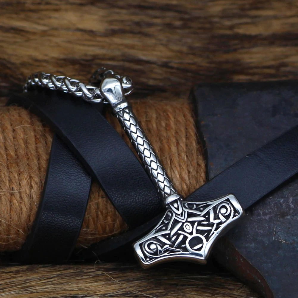 Vikings Thor&amp;#39;s Hammer Stainless Steel Necklace