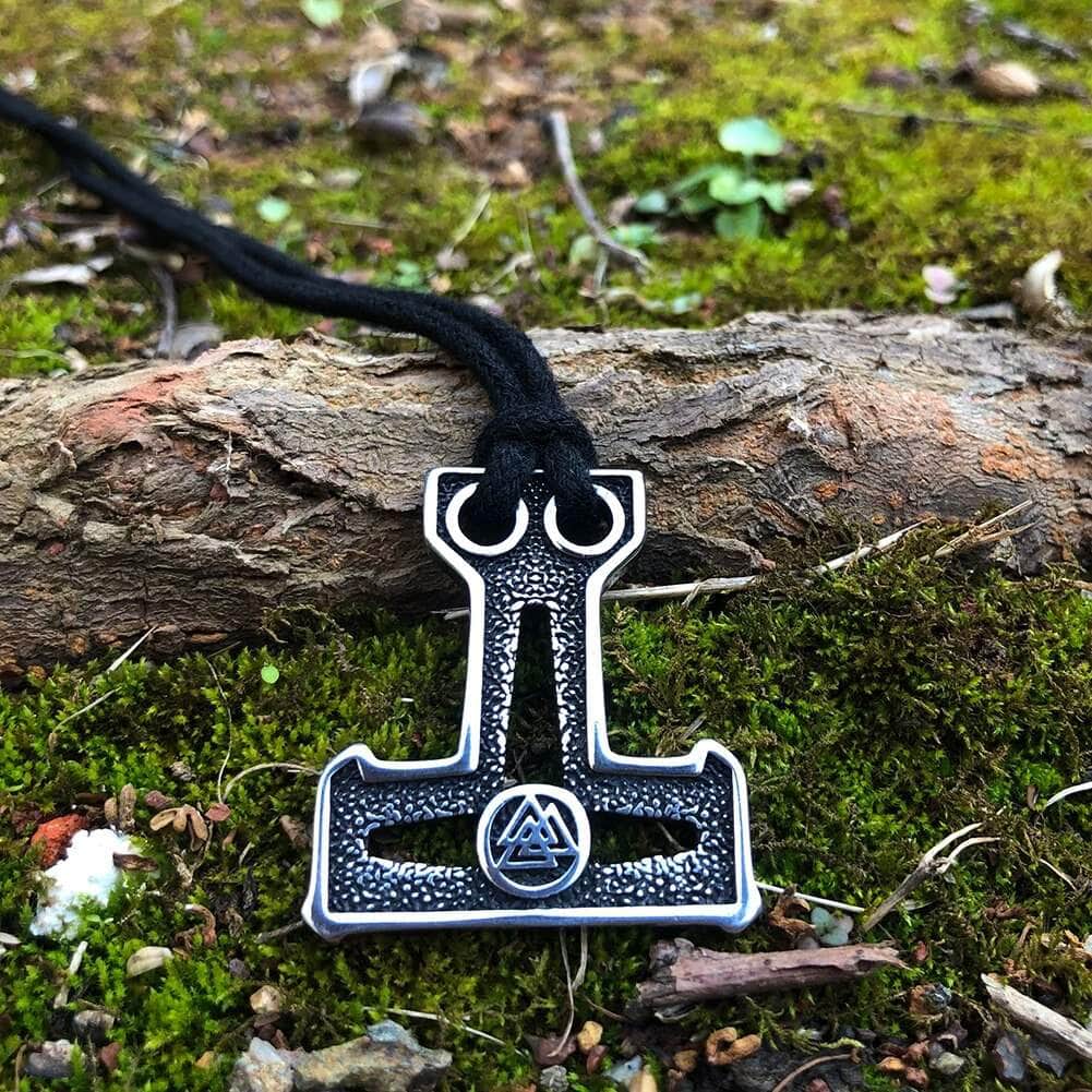 Vikings Thor&amp;#39;s Hammer Valknut Stainless Steel Necklace