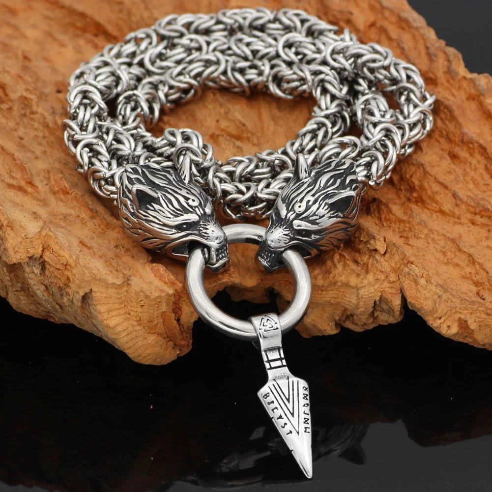 Vikings Fenrir Gungnir Stainless Steel Necklace