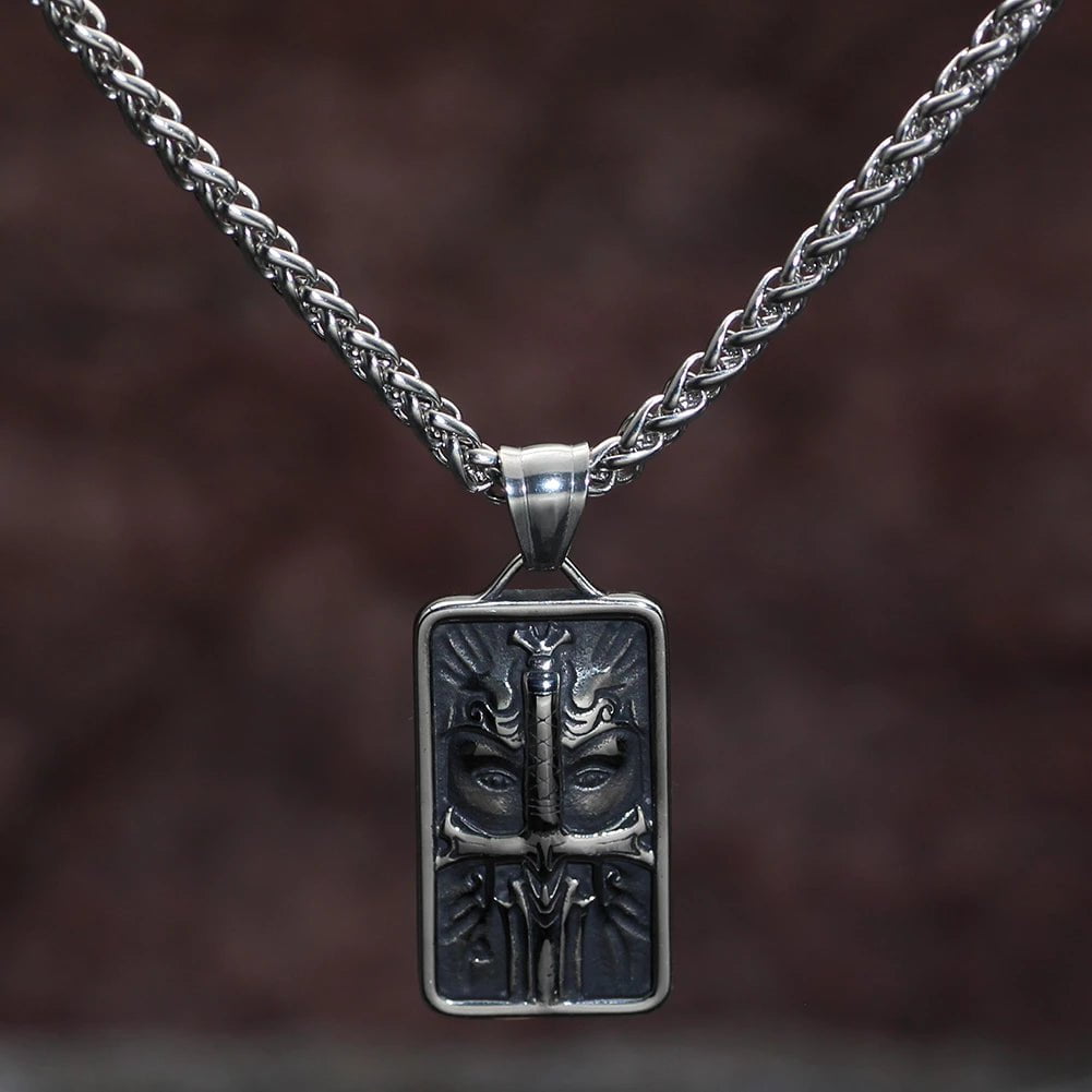 Vikings Odin&amp;#39;s Face Stainless Steel Amulet Necklace