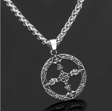 CELTIC SHIELD KNOT AND CROSS STAINLESS STEEL NECKLACE