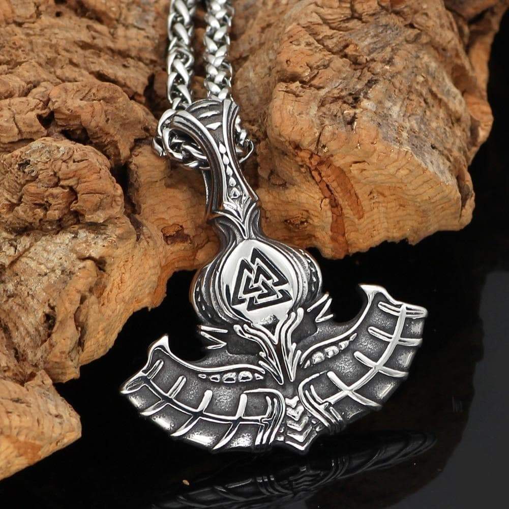 Vikings Mjolnir with Valknut Stainless Steel Pendant &amp;amp; Necklace
