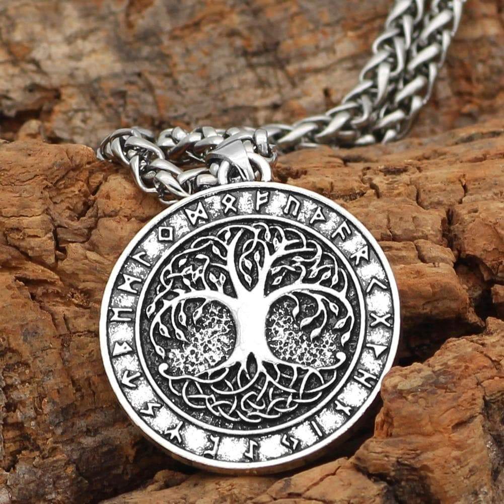 Vikings Yggdrasill Tree of Life and Runes Amulet Pendant &amp;amp; Necklace