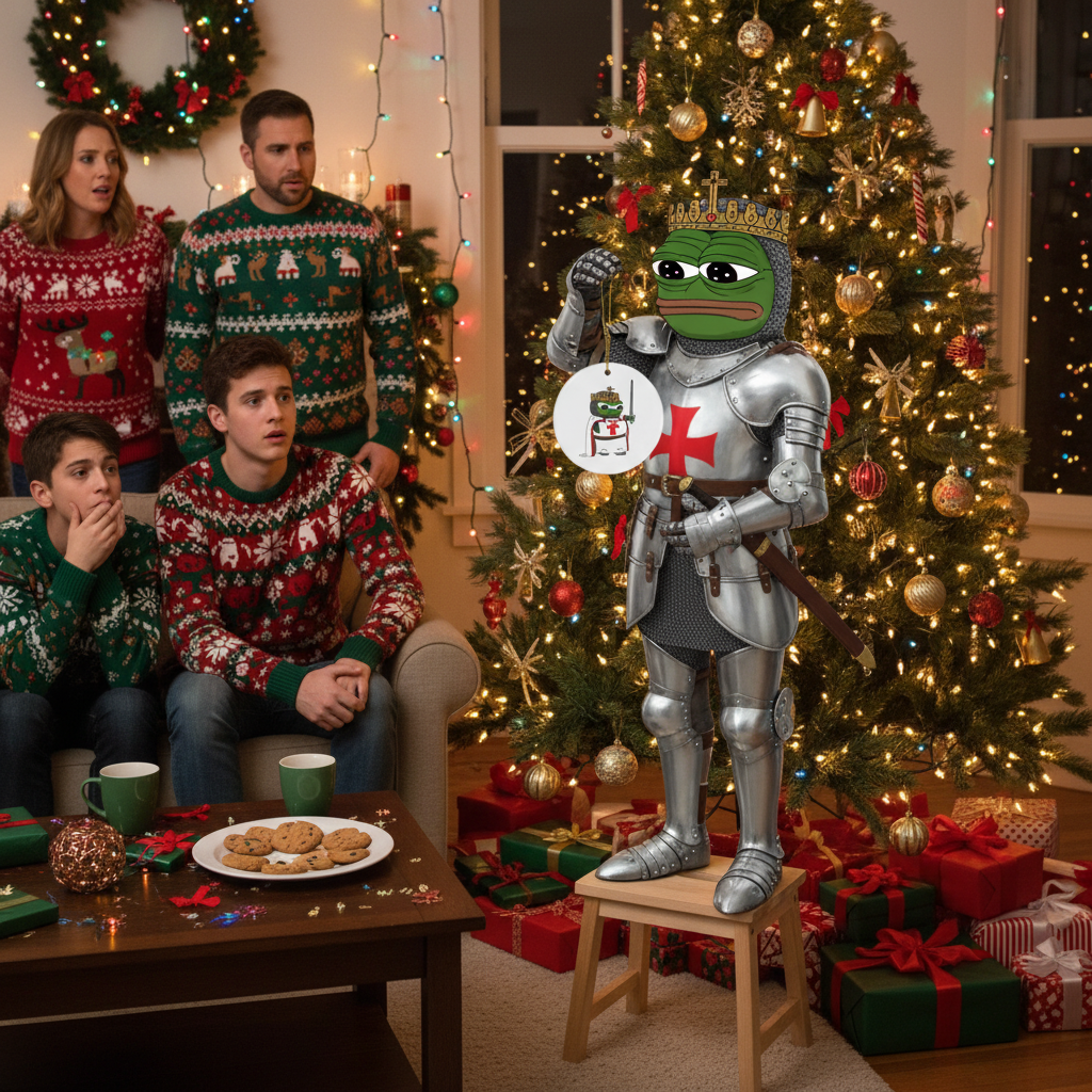 Pepe the Crusader Knight Ceramic Ornaments - Deus Vult Christmas - 4LibertyShop.com