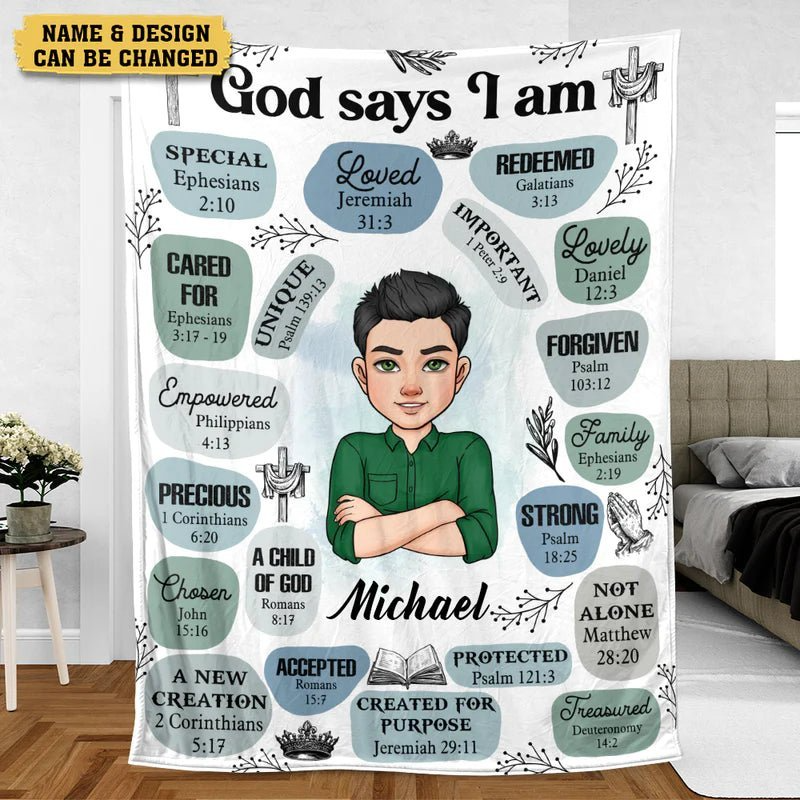 God Says I Am Special - Custom Blanket - Personalized Gift for Christian Girl, Woman, Sister, Mother, Friend, Wife, Girlfriend