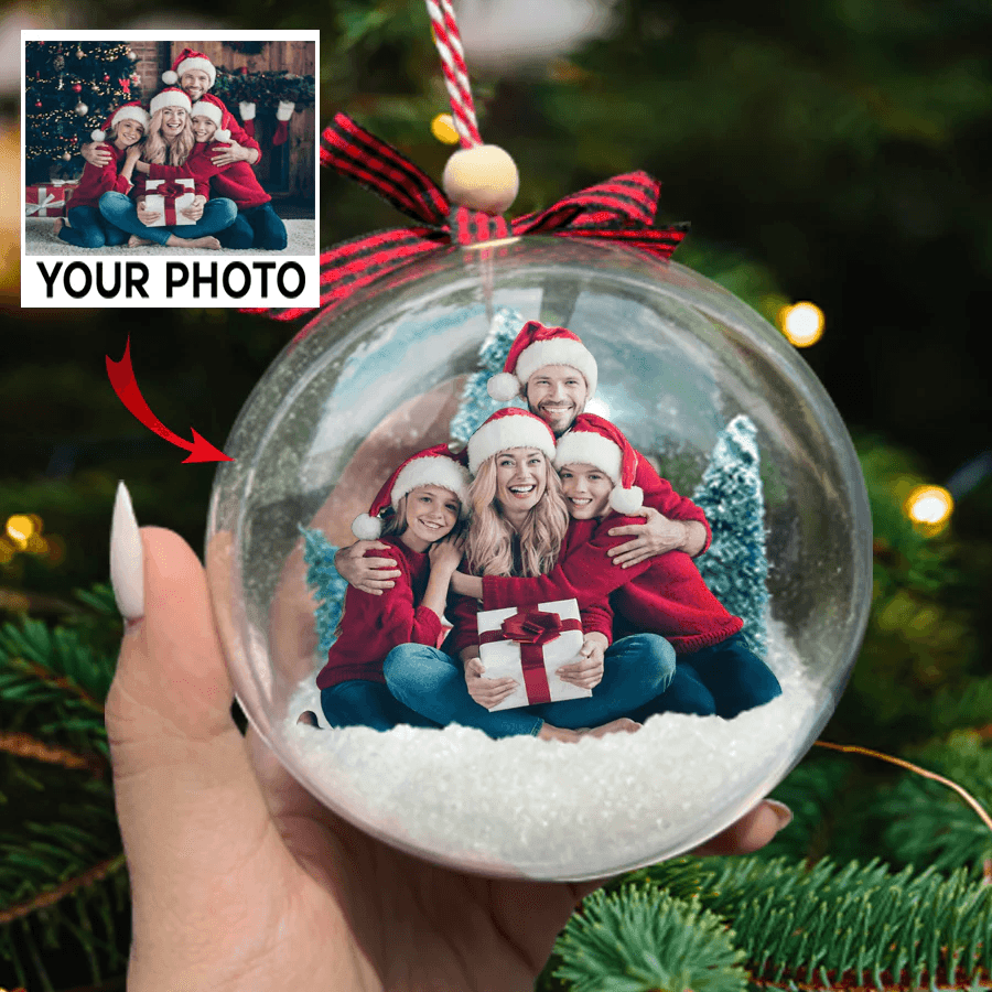 Custom Photo Christmas Bauble Tree Decoration - Personalized Ball Ornament - Gifts Idea for Family, for Her, Him